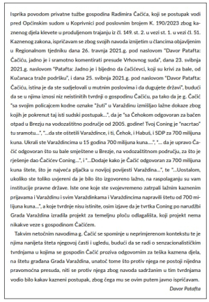 Priopćenje za medije